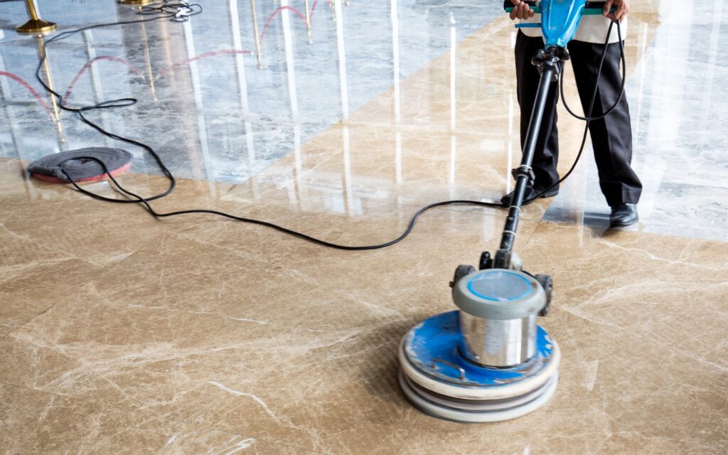 Burnishing commercial floors maintenance VCT Stripping and Waxing Service - vinyl strip and wax floors service